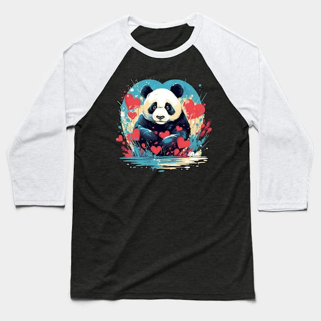 panda Baseball T-Shirt by piratesnow